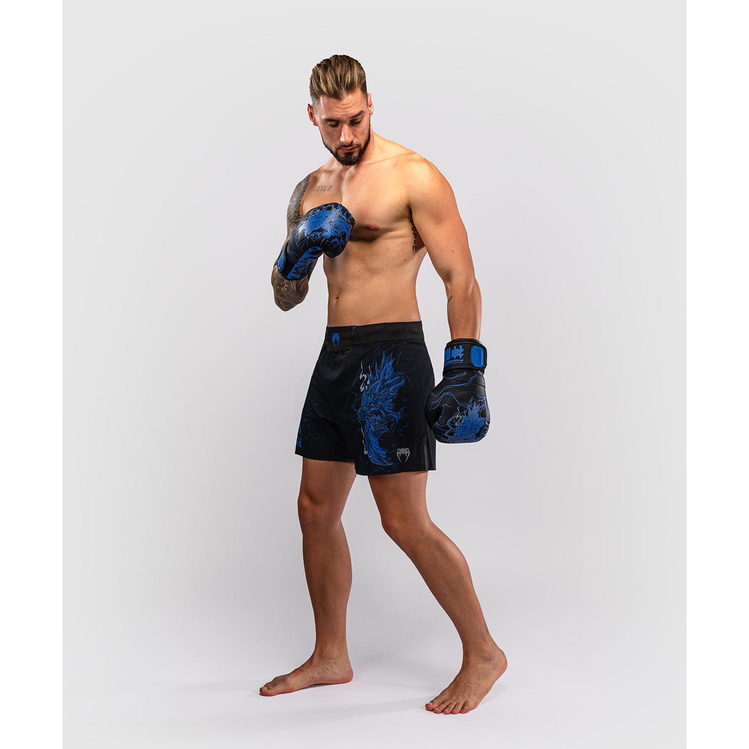 VENUM MMA Fight Shorts, Thunder Dragon, black-blue, XXL