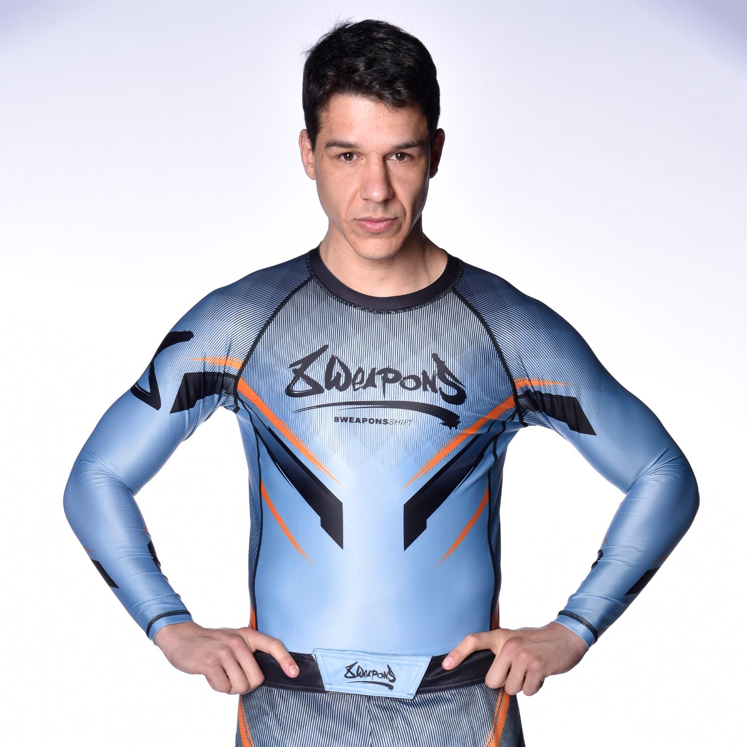 8 WEAPONS Rashguard, L/S, Shift, ice-grey-orange, XXL