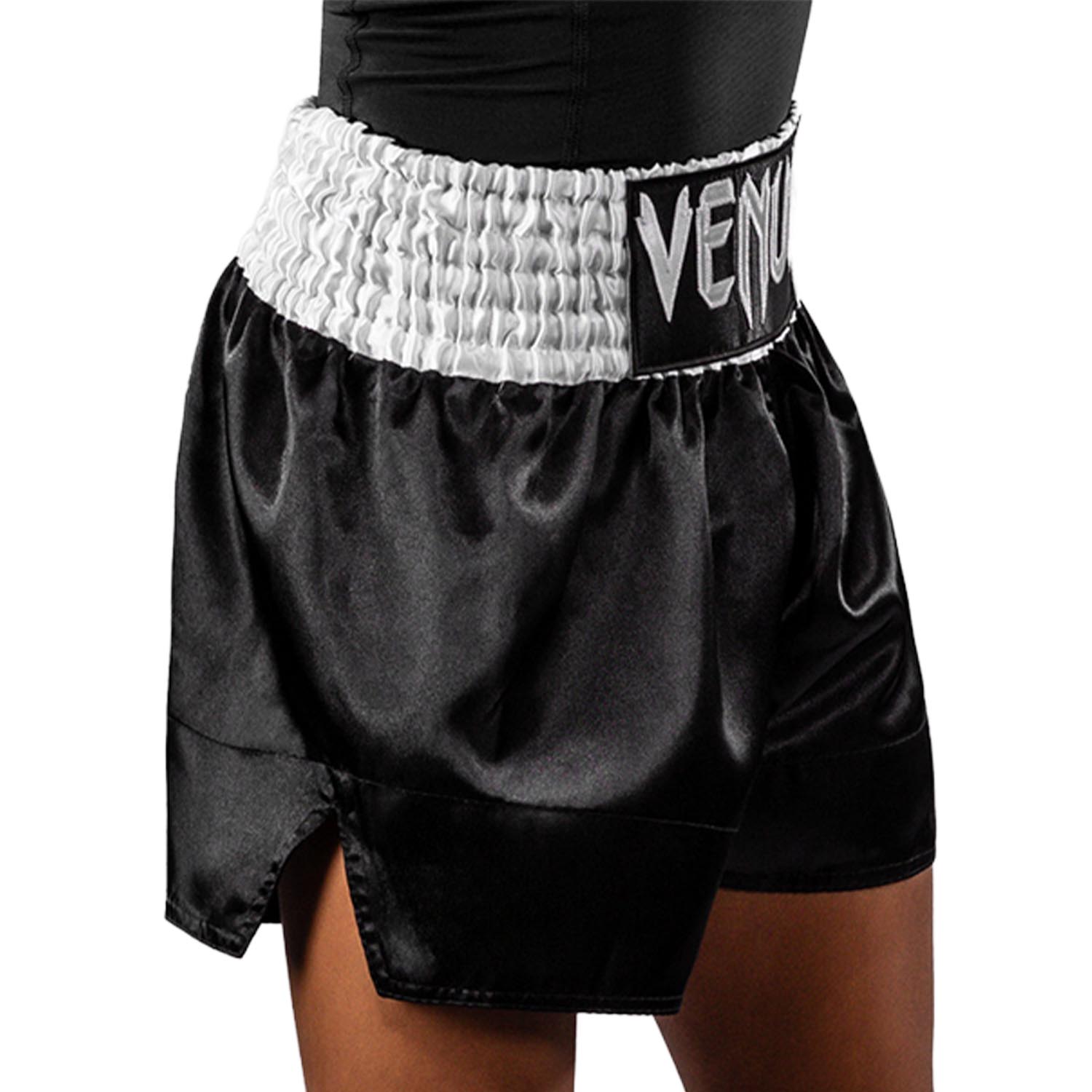 VENUM Muay Thai Shorts, Kids, Classic, black-white, 12 J