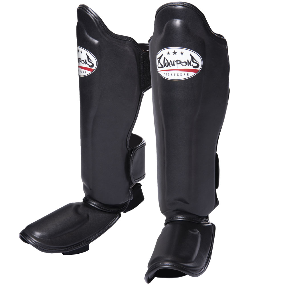 8 WEAPONS Shin Guards, Leather, Classic, black, M