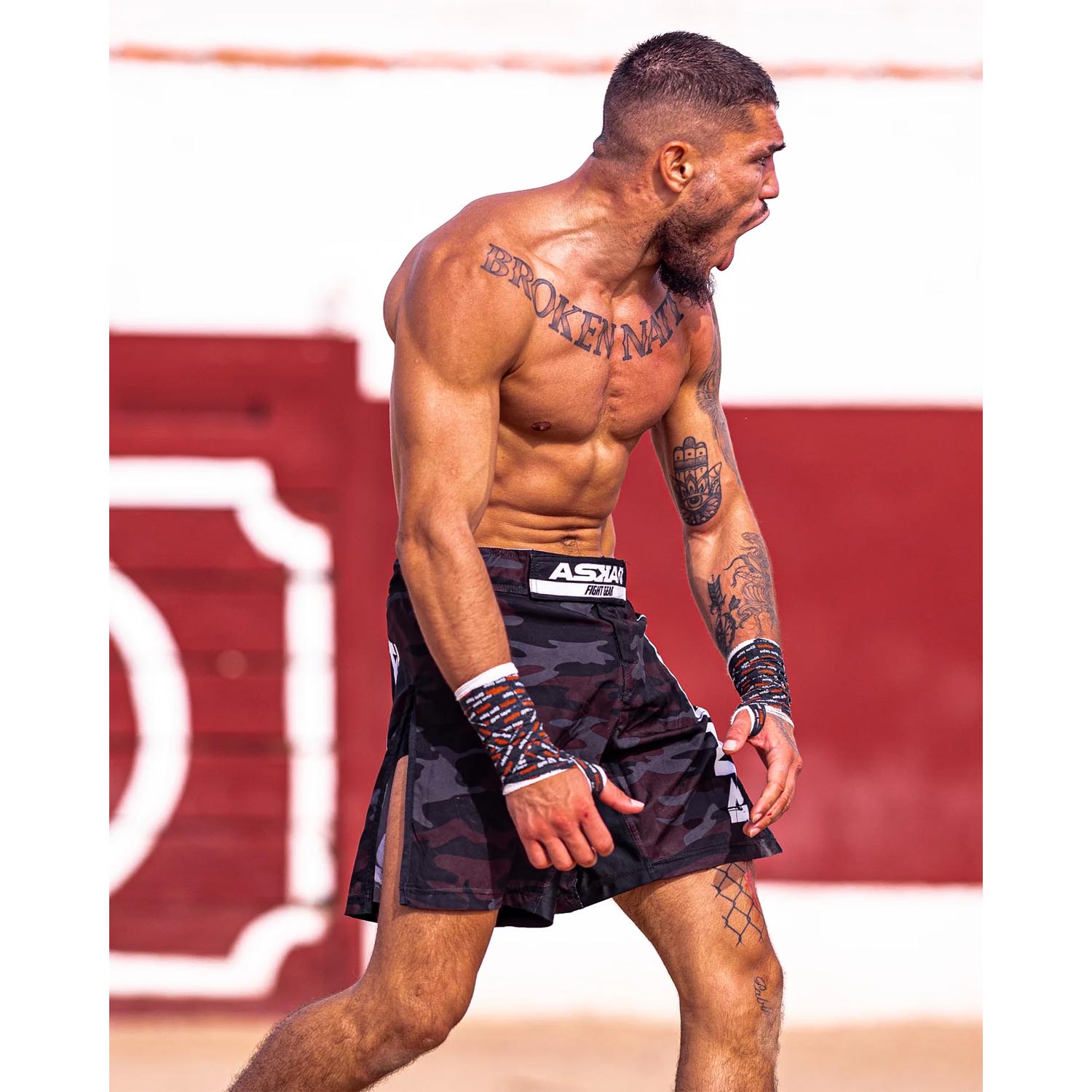 ASKARI MMA Fight Shorts, JJ, brown-camo, XXL