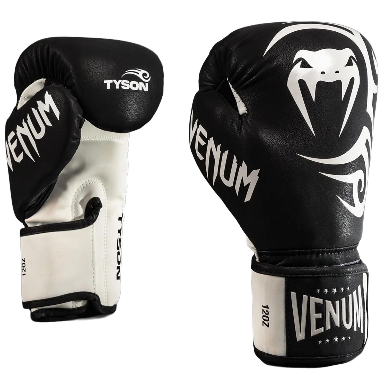 VENUM Boxing Gloves, Mike Tyson, black-white, 12 Oz