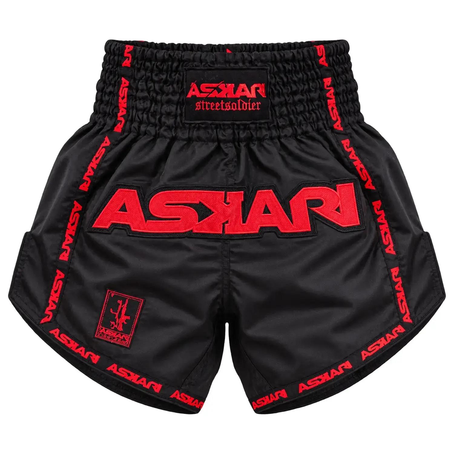 ASKARI Muay Thai Shorts, Day One, black-red, L