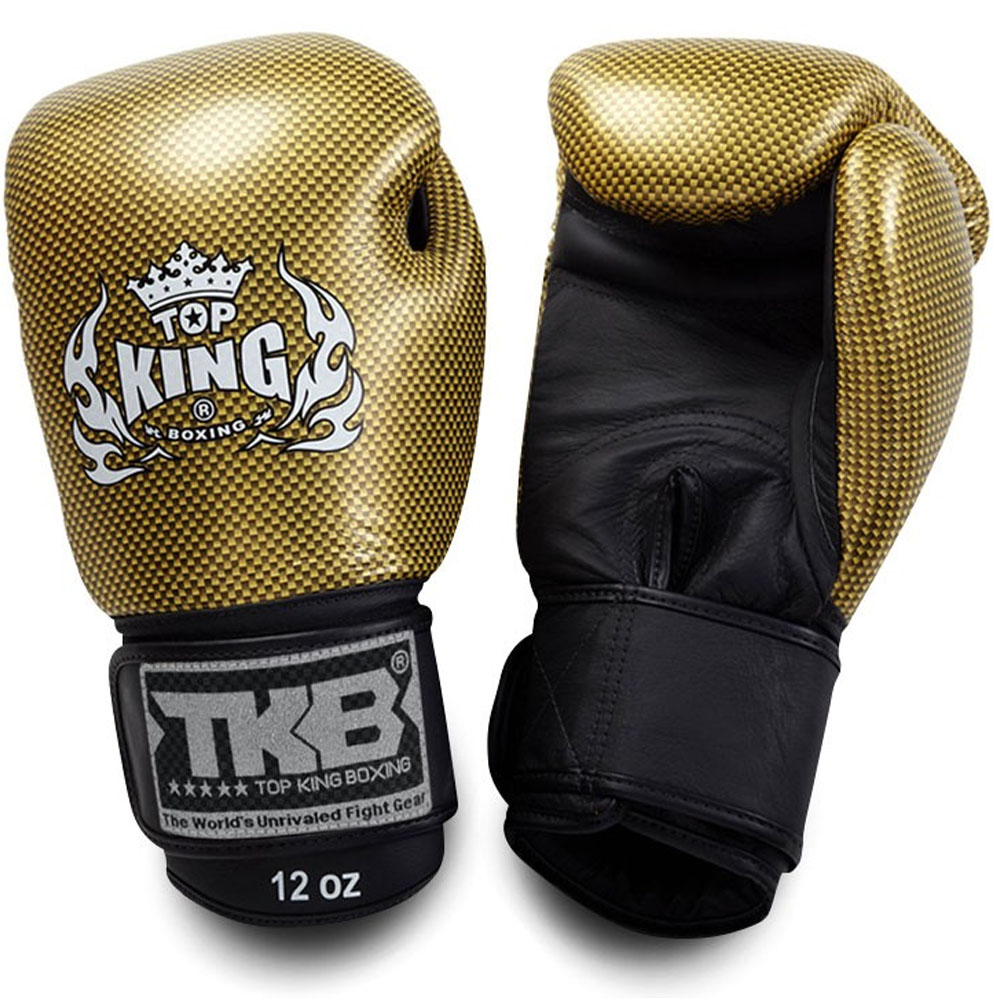 TOP KING BOXING Boxhandschuhe, Carbon, gold-schwarz