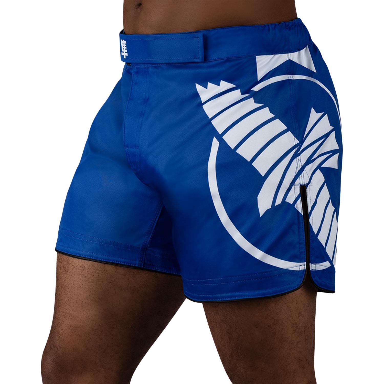 Hayabusa MMA Fight Shorts, Icon, Mid Length, blau-weiß