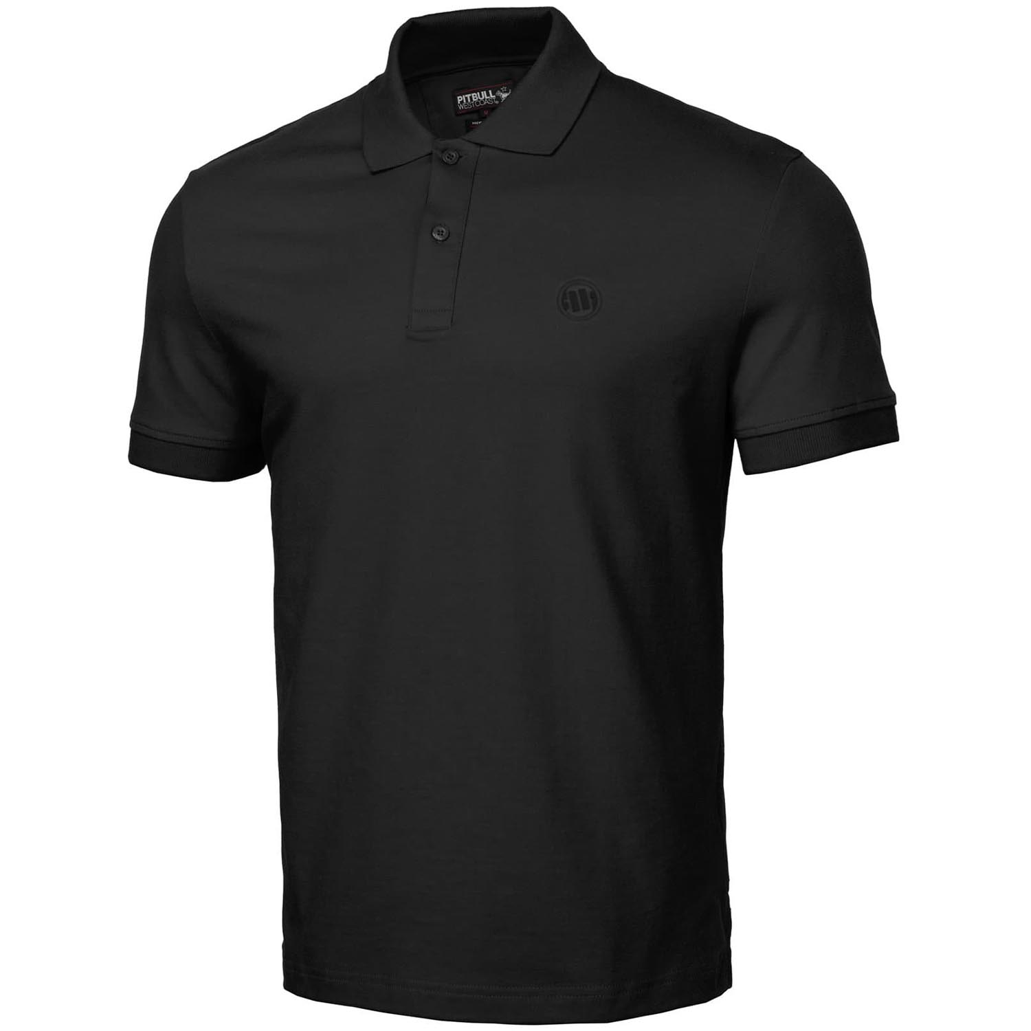 Pit Bull West Coast Polo Shirt, Regular Logo, schwarz-schwarz