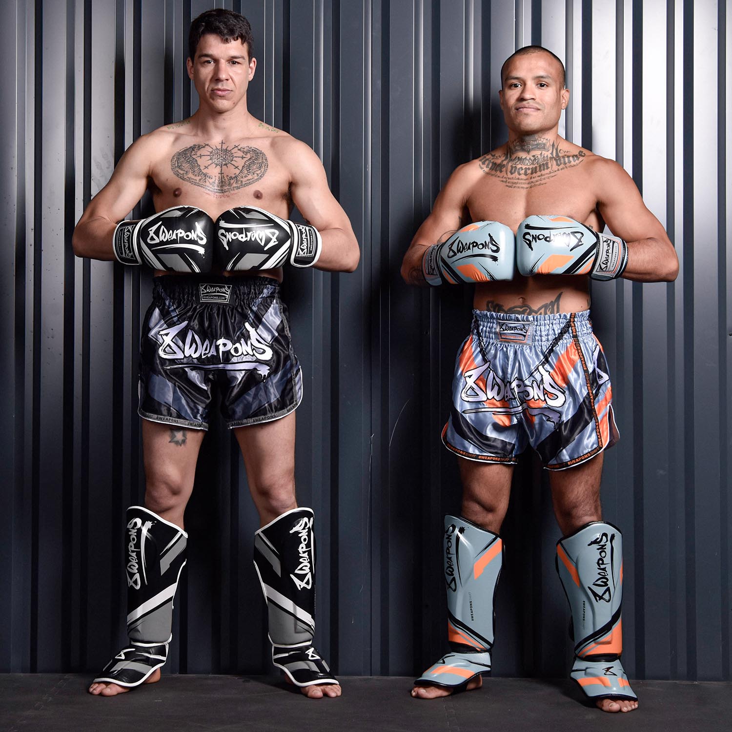 8 WEAPONS Muay Thai Shorts, Shift, ice-grey-orange, M