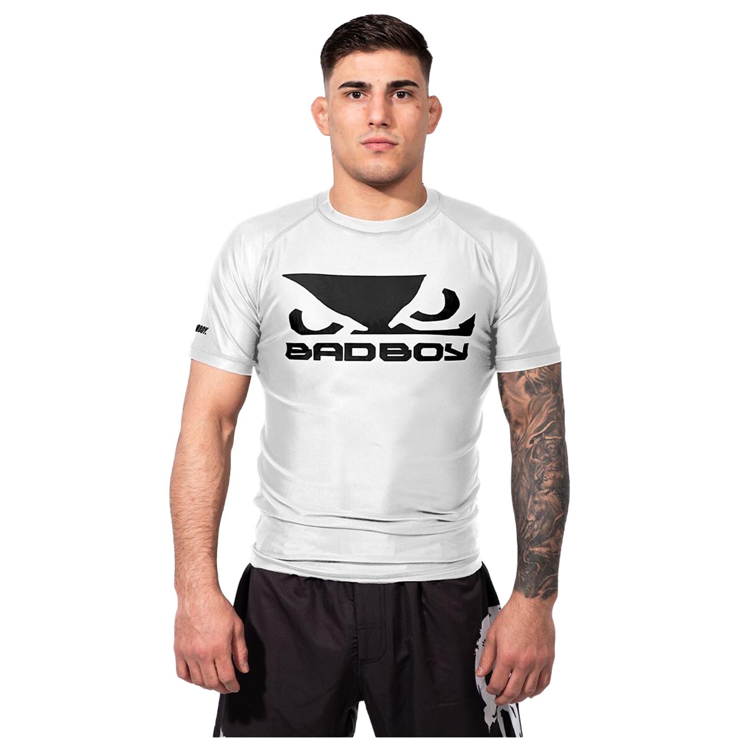 Bad Boy Rashguard, S/S, Logo, white-black, M