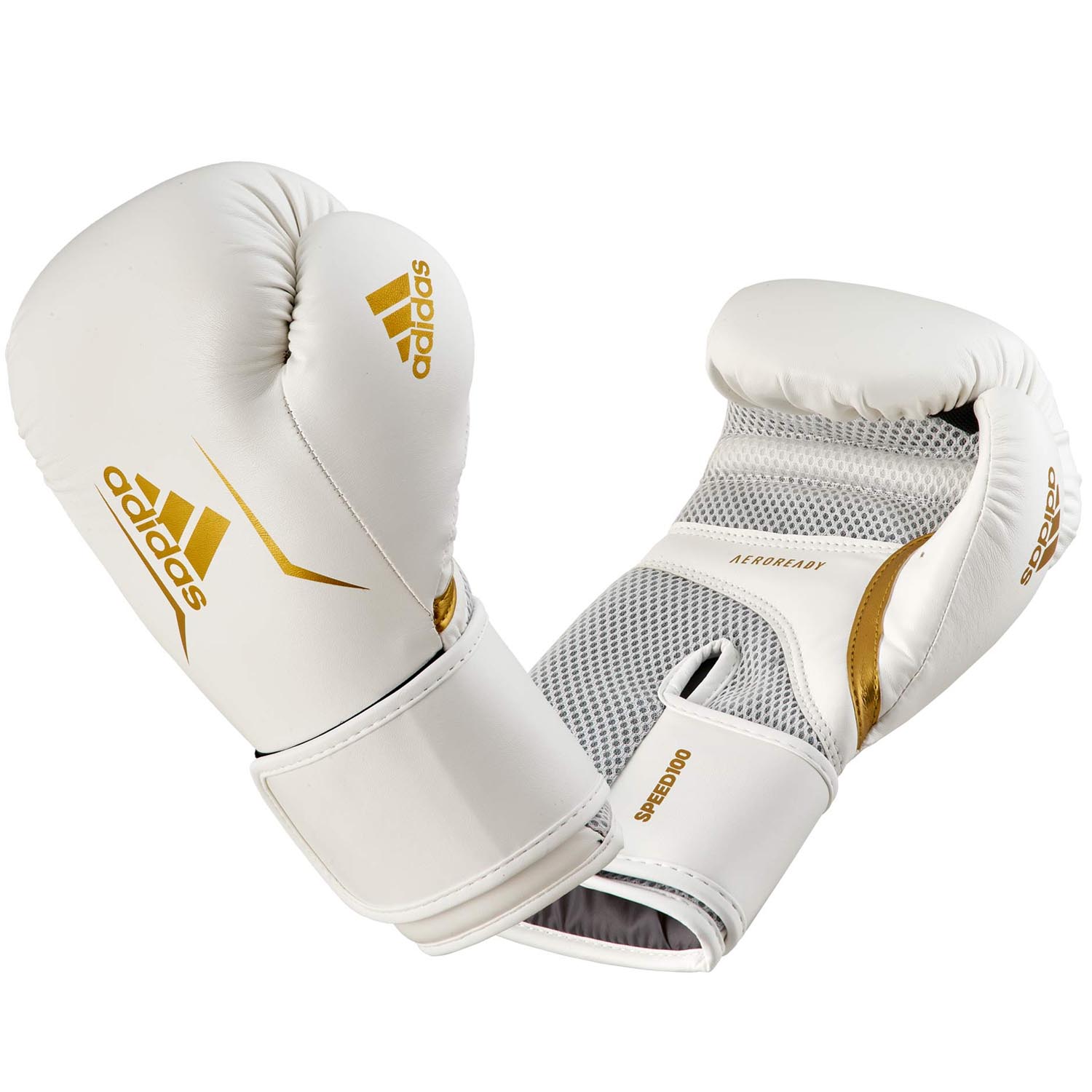 adidas Boxing Gloves, Speed 100, white-gold, 16 Oz | 16 Oz | 740346-4
