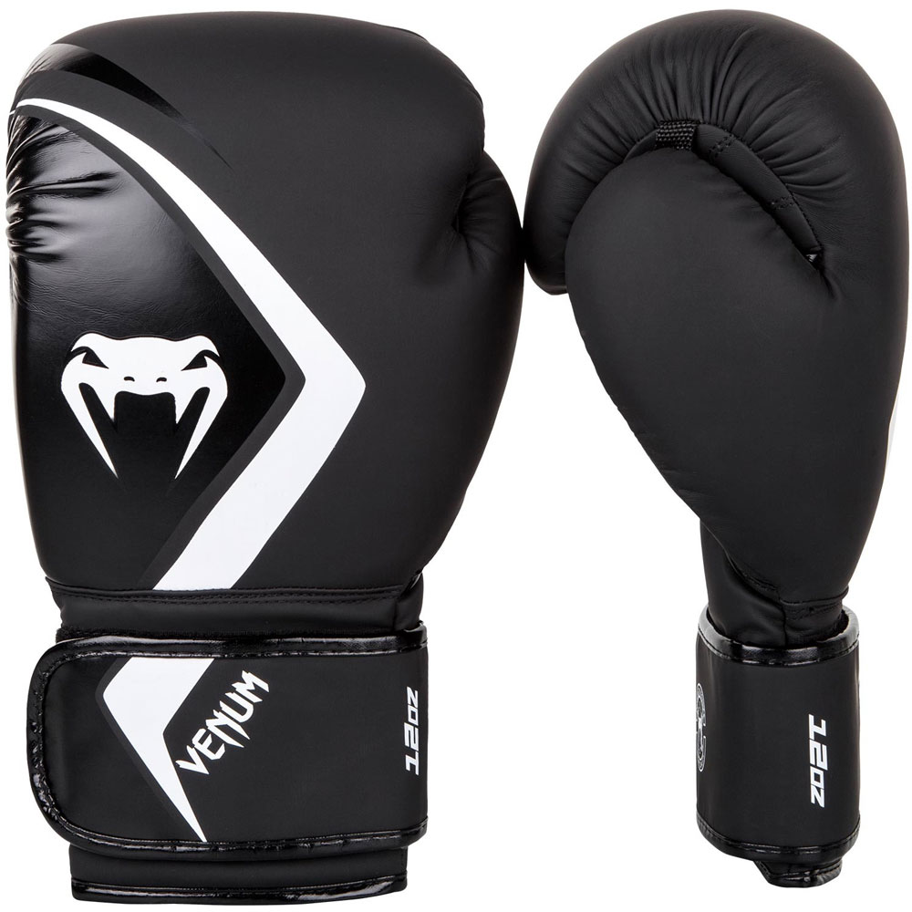 Black Venum Synthetic Leather Contender Boxing Gloves 