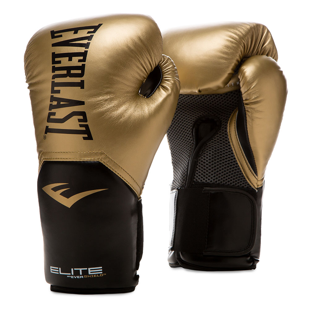 Everlast Boxing Gloves, Pro Style Elite, gold-black, 14 Oz