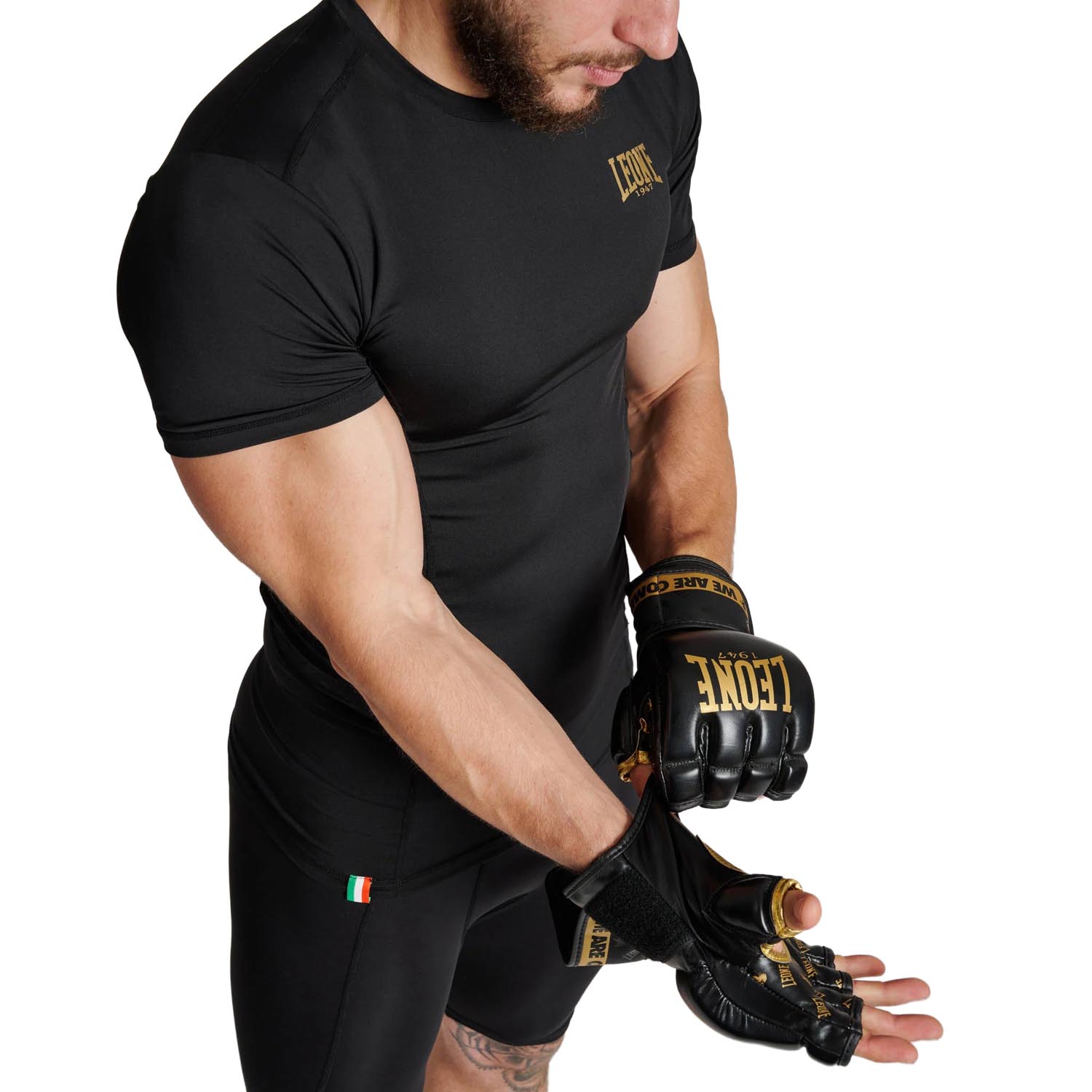 LEONE Rashguard, S/S, DNA, black-gold, XXL