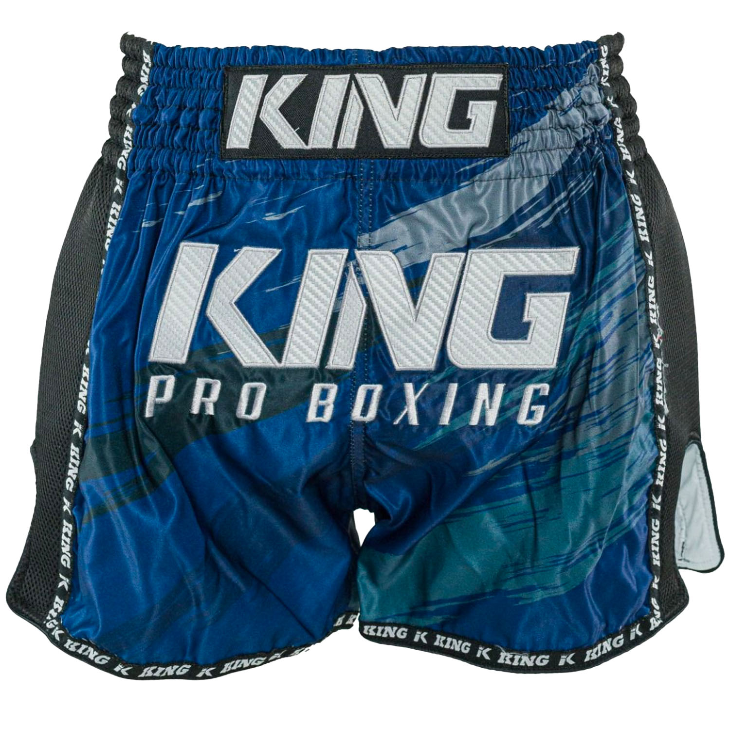 KING PRO Boxing Muay Thai Shorts, Storm 4, schwarz-blau
