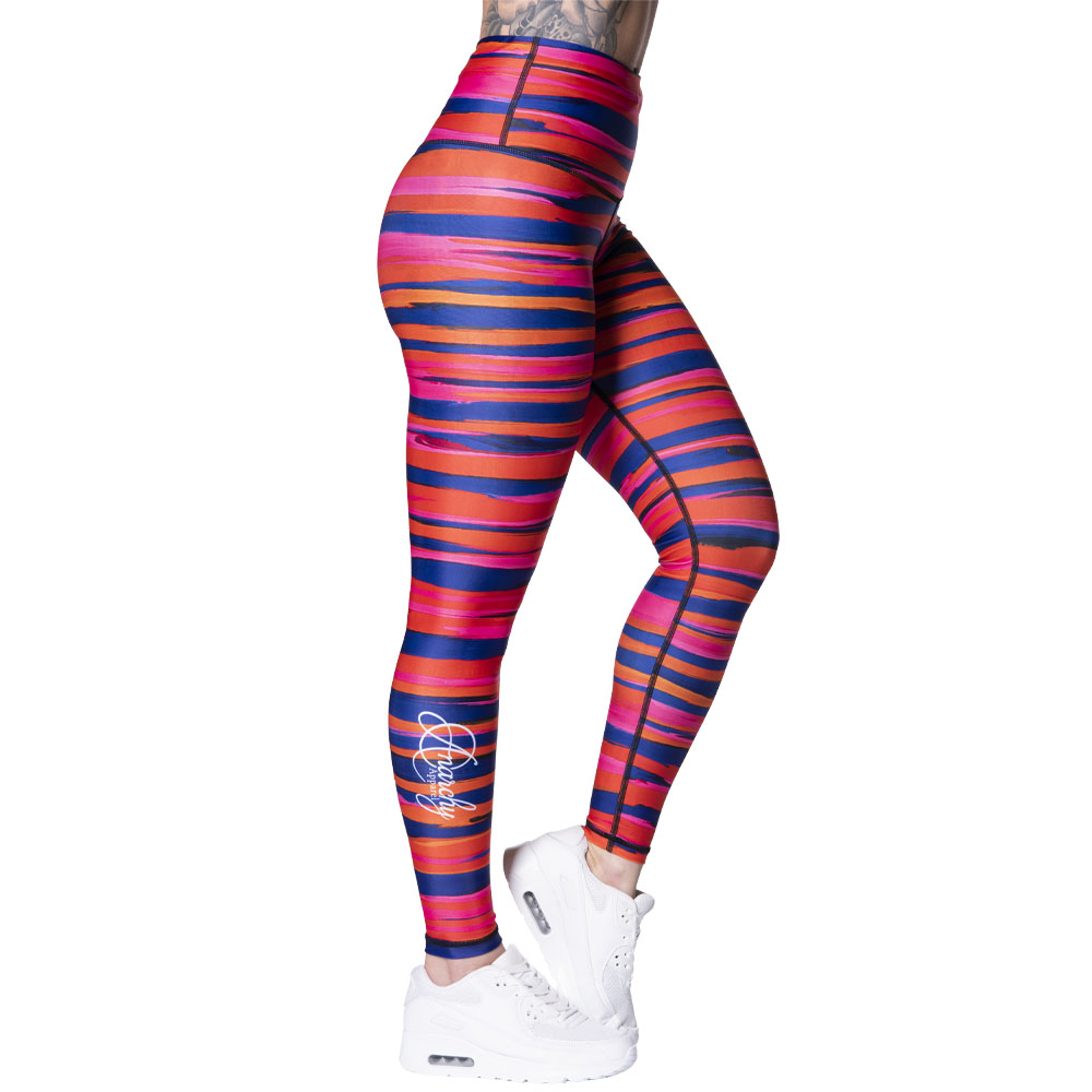 Anarchy Apparel Leggings, Brushed, orange-blau, XS