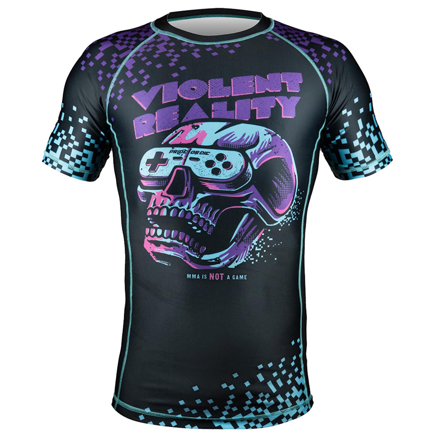 PRiDEorDiE Rashguard, S/S, Violent Reality, black-purple, XXL