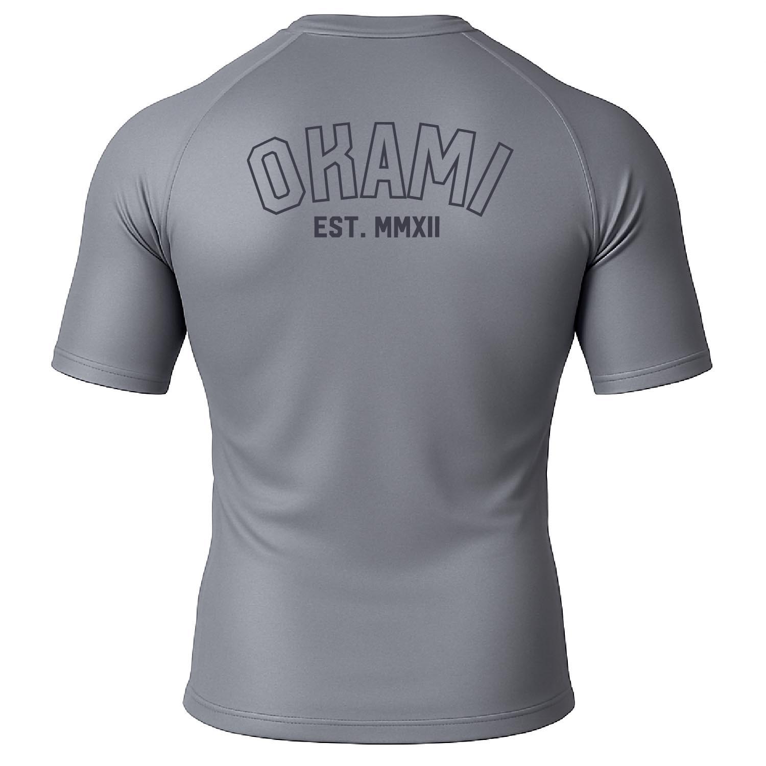OKAMI Rashguard, S/S, Logo, grey, L