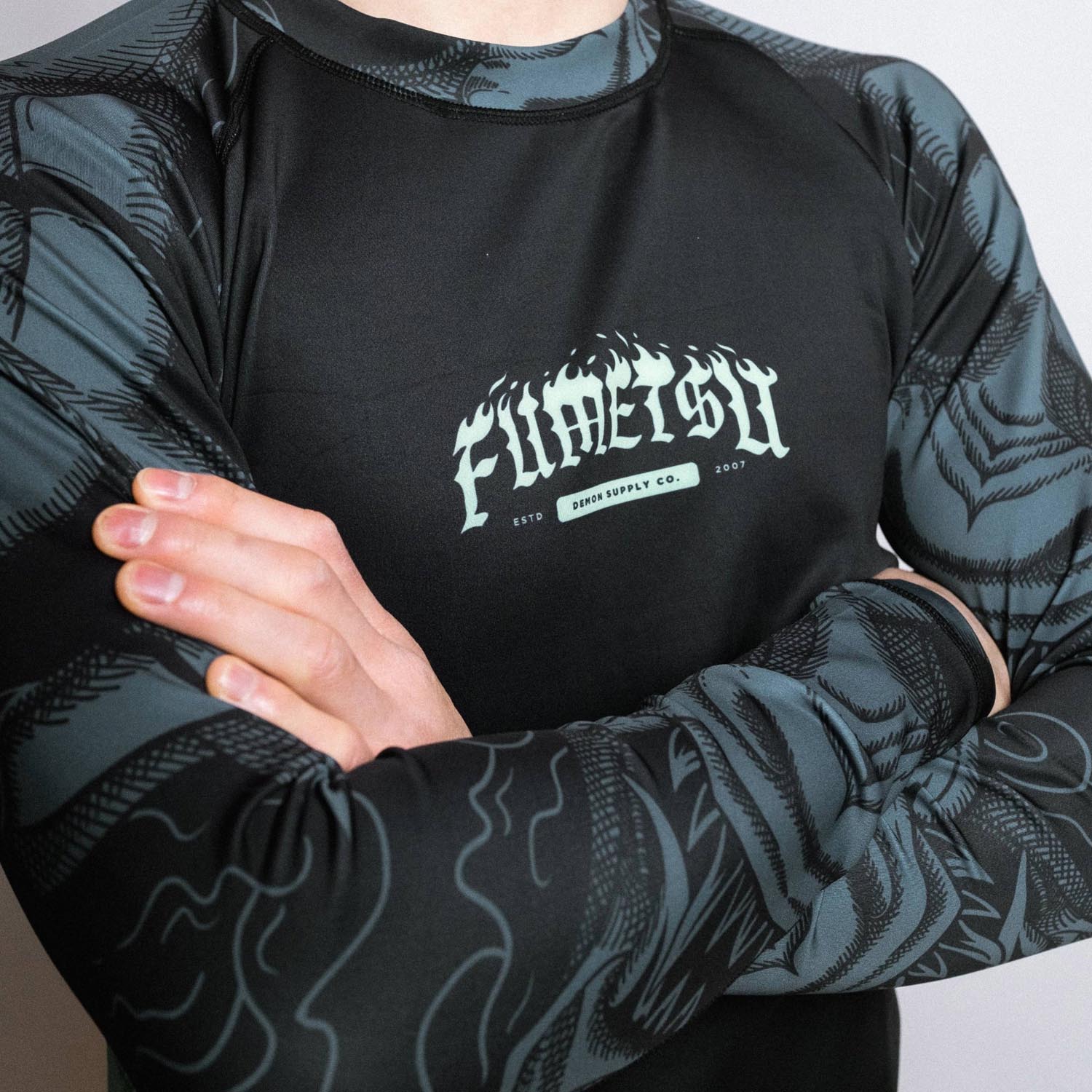 Fumetsu Rashguard, L/S, Oni, black-mint, XXL