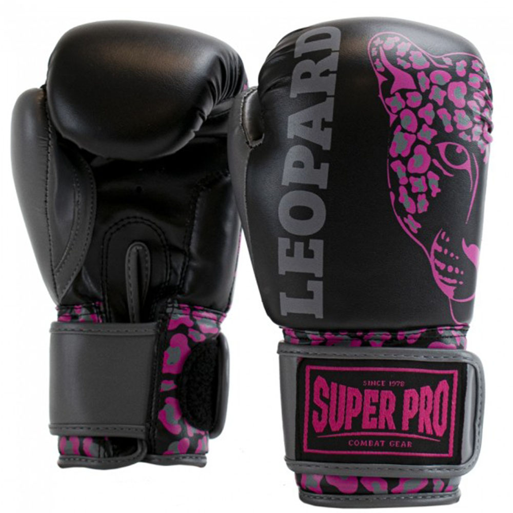 Super Pro Boxhandschuhe, Kinder, Leopard, schwarz-pink