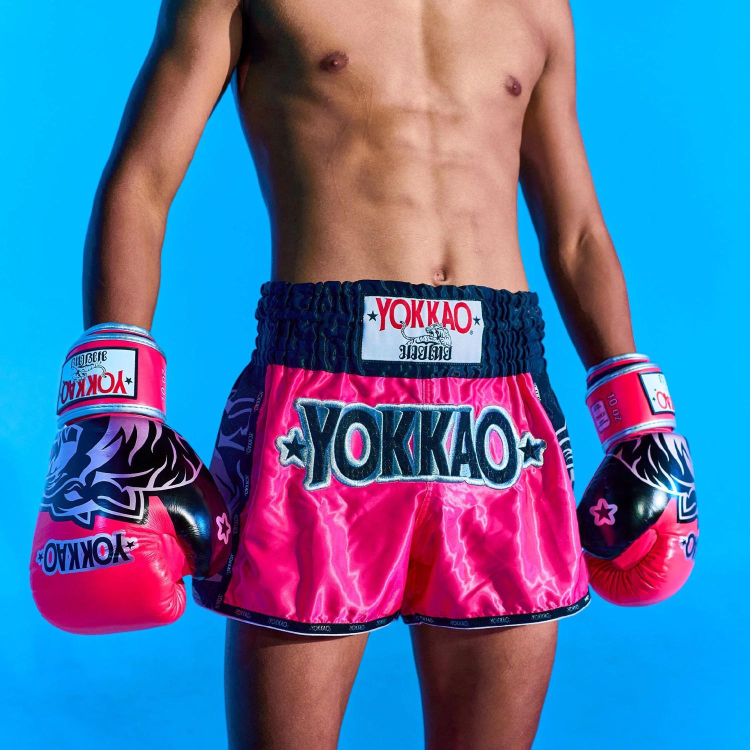YOKKAO Muay Thai Shorts, original, silver-pink-black, XXL