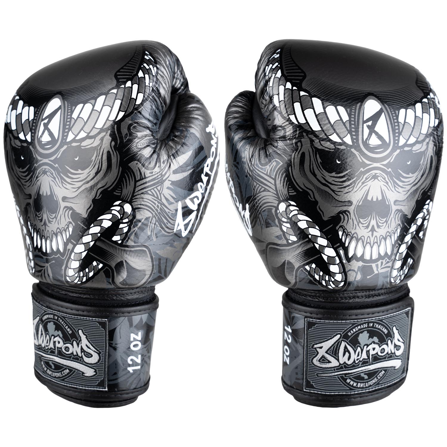 8 WEAPONS Boxing Gloves, Bone Island, black, 16 Oz