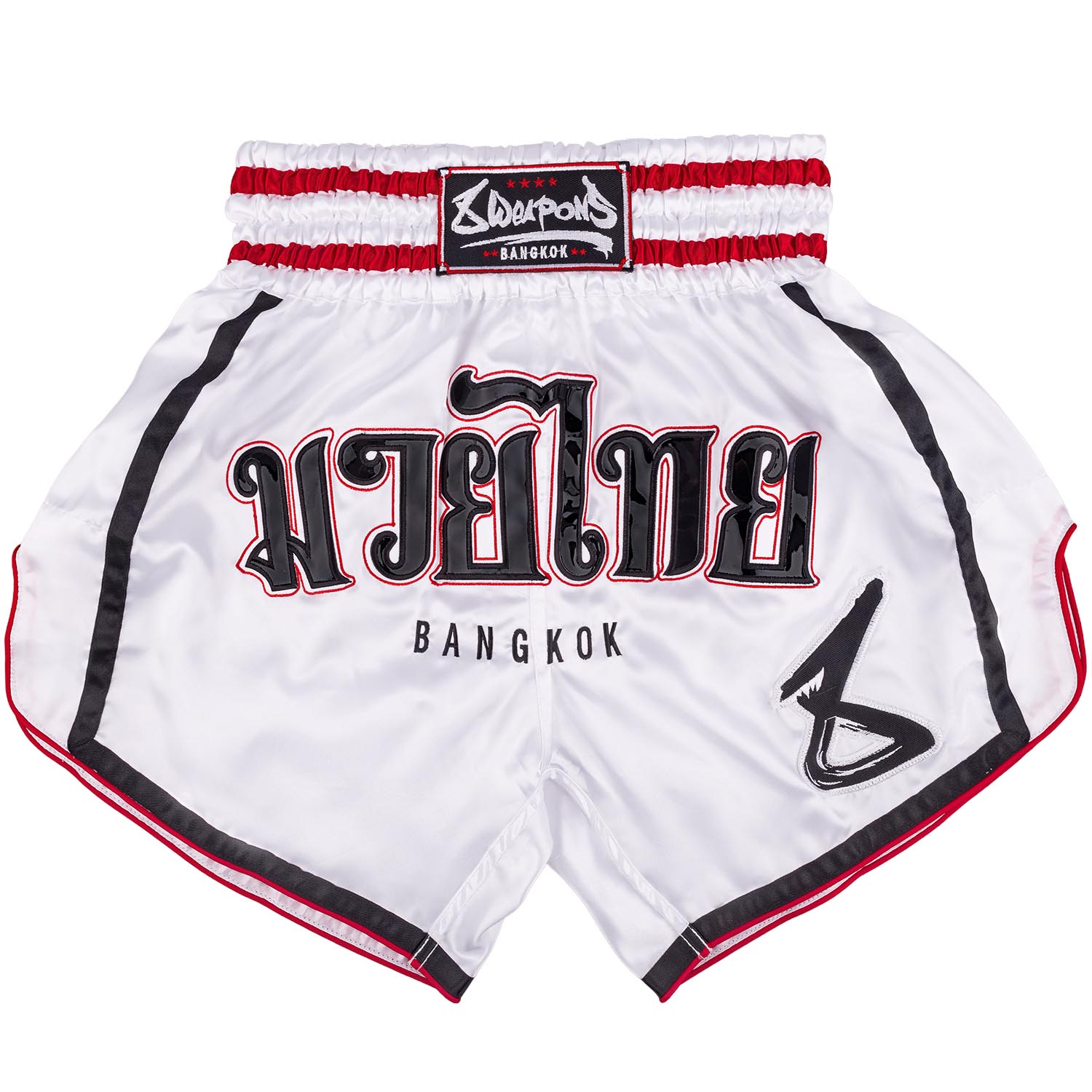 8 WEAPONS Muay Thai Shorts, Bangkok, white-black, XXL