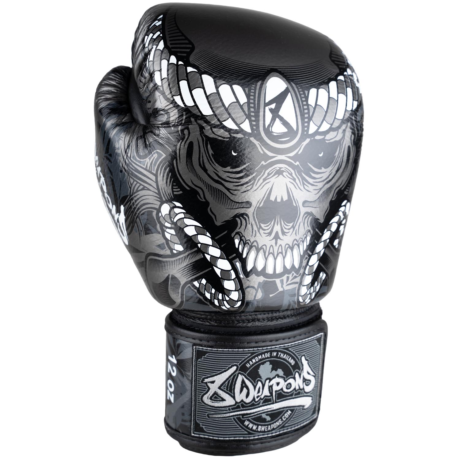 8 WEAPONS Boxing Gloves, Bone Island, black, 10 Oz