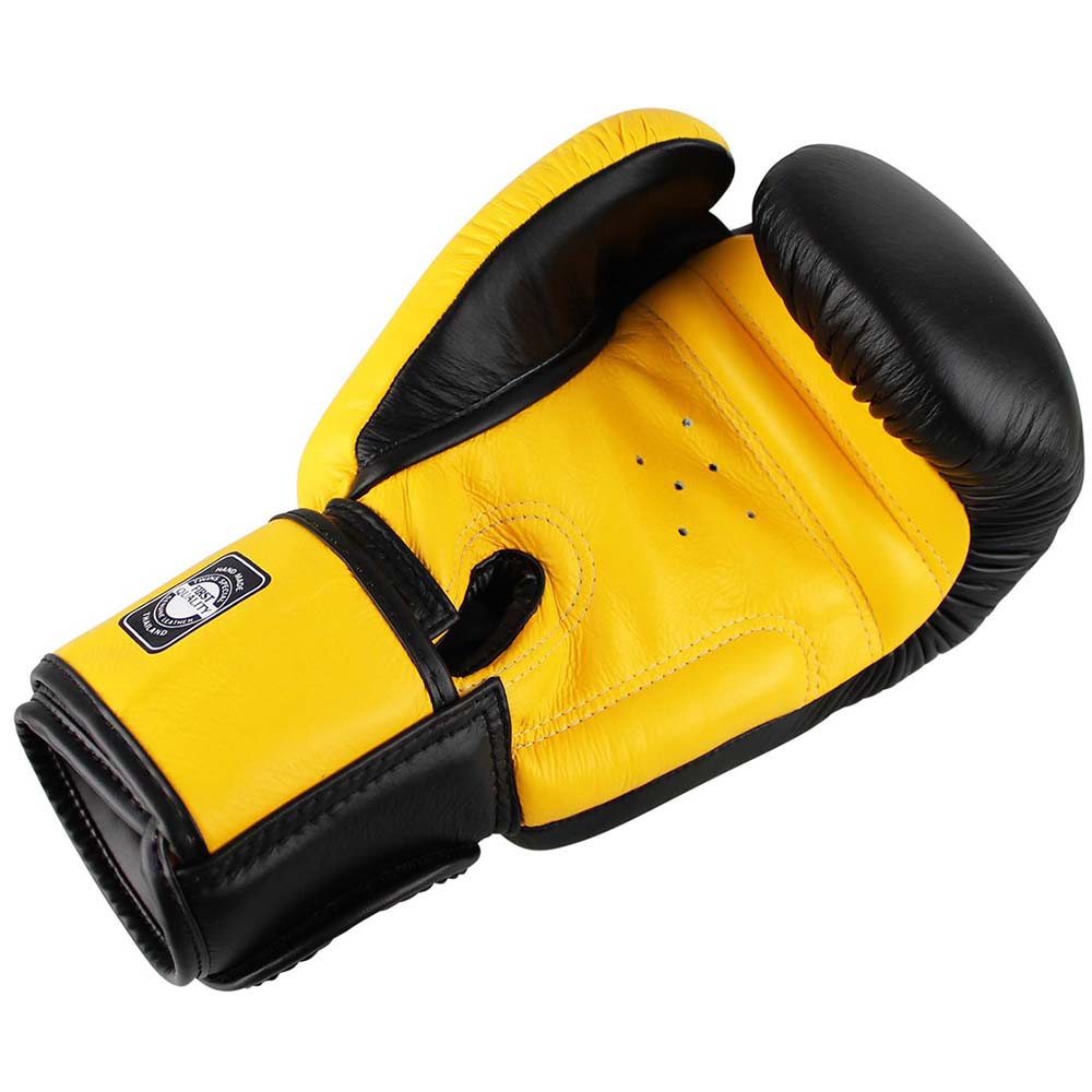 TWINS Special Boxing Gloves, Leather, BGVL-3, black-yellow, 16 Oz