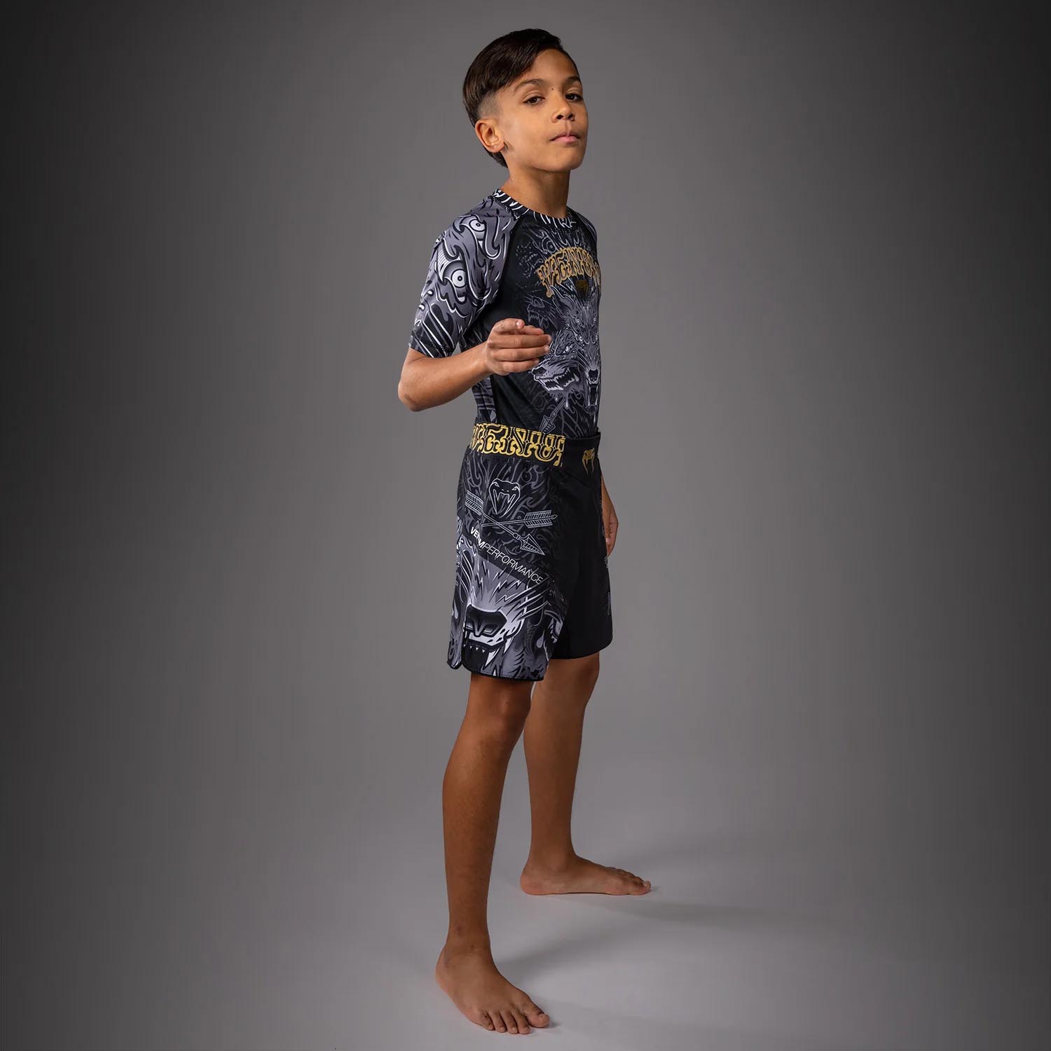 VENUM Rashguard, S/S, Kids, Wolf Atak, black-grey, 14 J