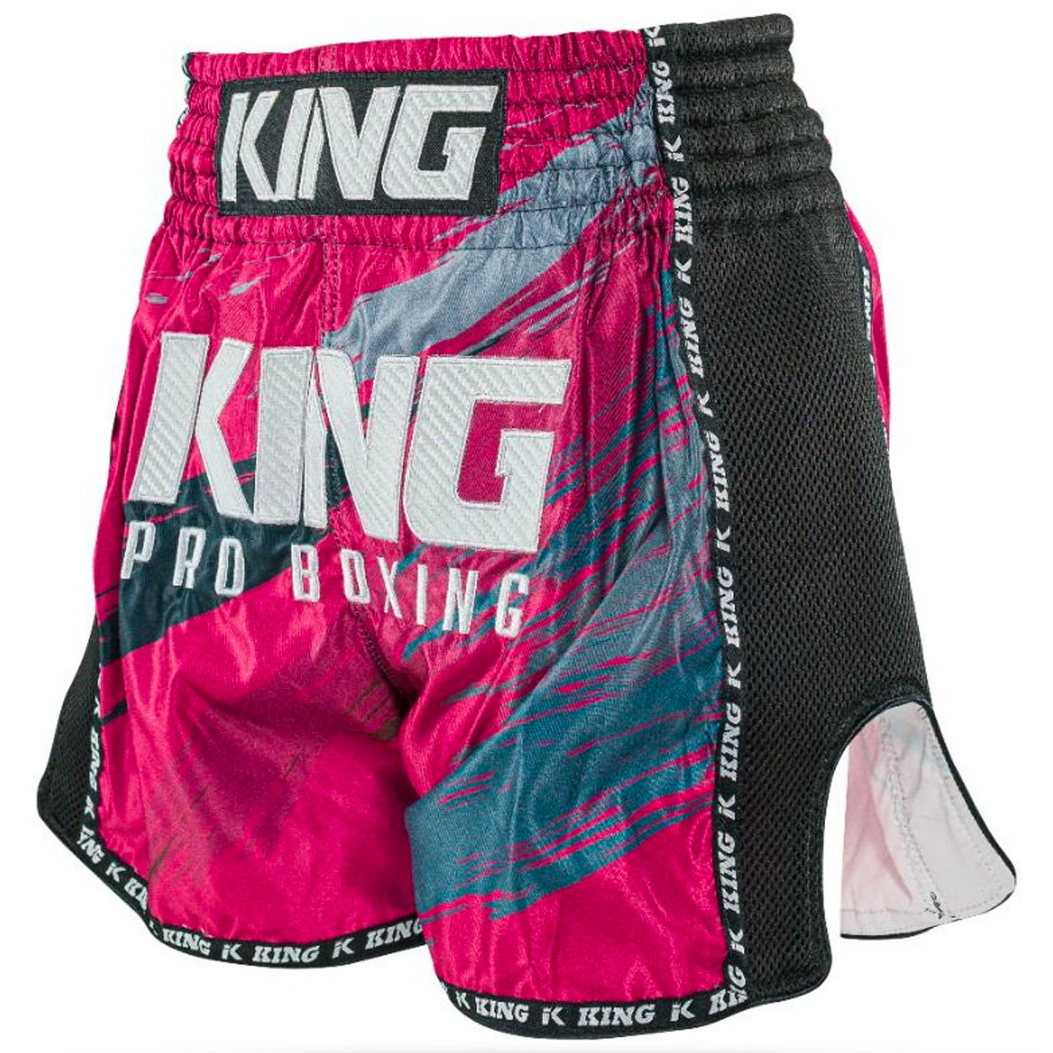 KING PRO Boxing Muay Thai Shorts, Storm 3, black-pink, XXL