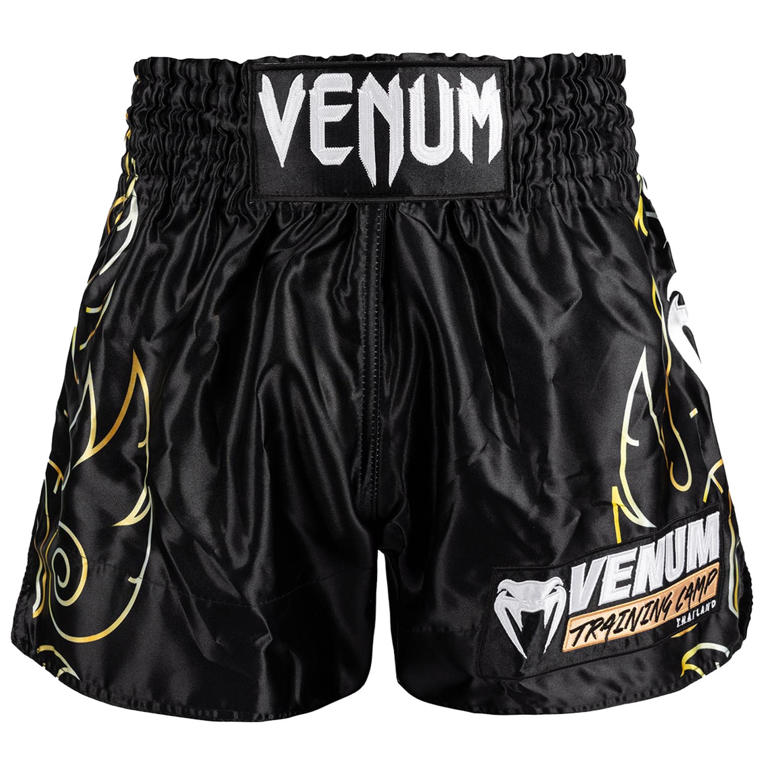 VENUM Muay Thai Shorts, VTC, Flames, black-gold, M