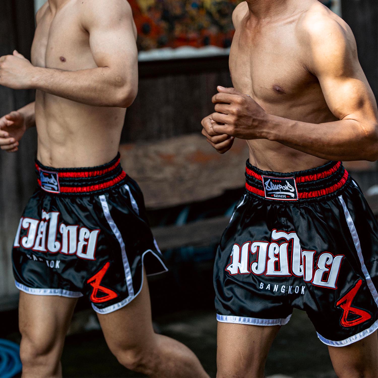 8 WEAPONS Muay Thai Shorts, Bangkok, black-white, XXL
