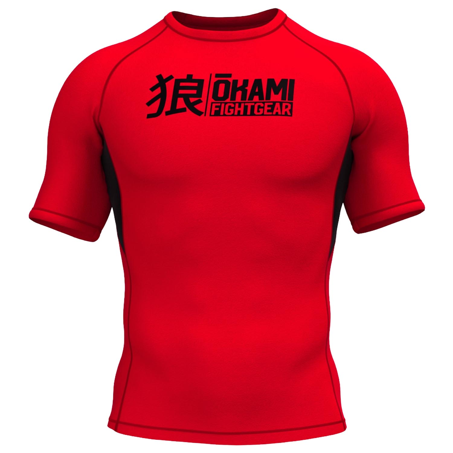 OKAMI Rashguard, S/S, Keii Flame, red-black, XXL