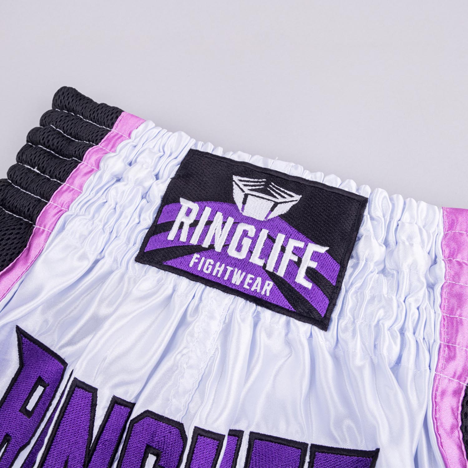 RINGLIFE Muay Thai Shorts, Unit, white-purple-camo, XXL