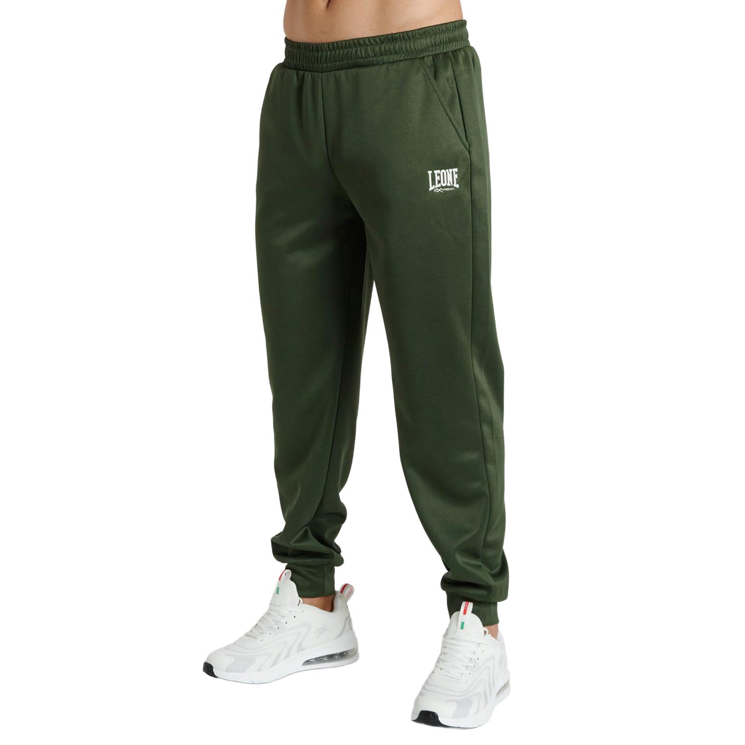 LEONE Jogging Pants, Logo, green-white, S