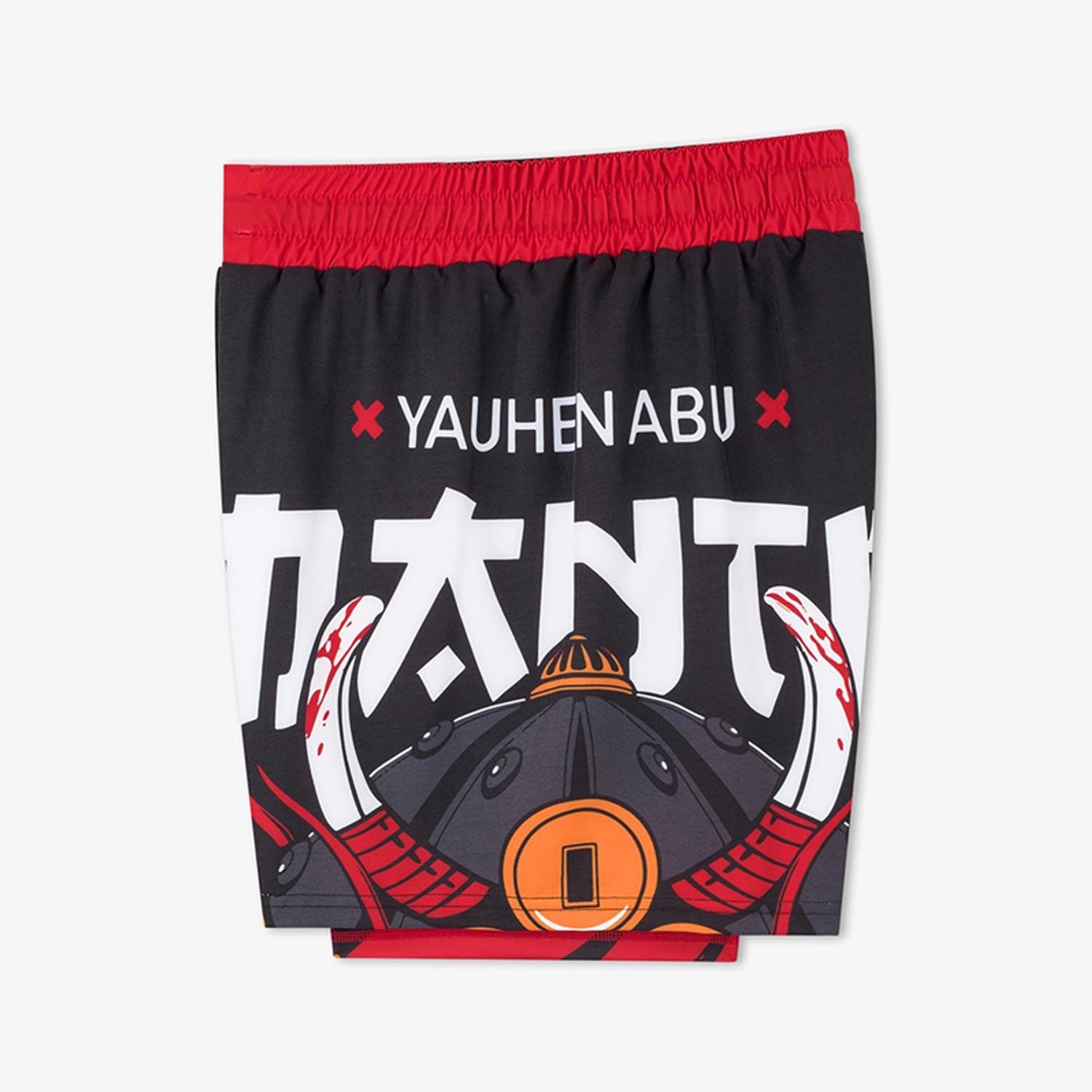 MANTO MMA Fight Shorts, Lucky Cat, black-red, XXL