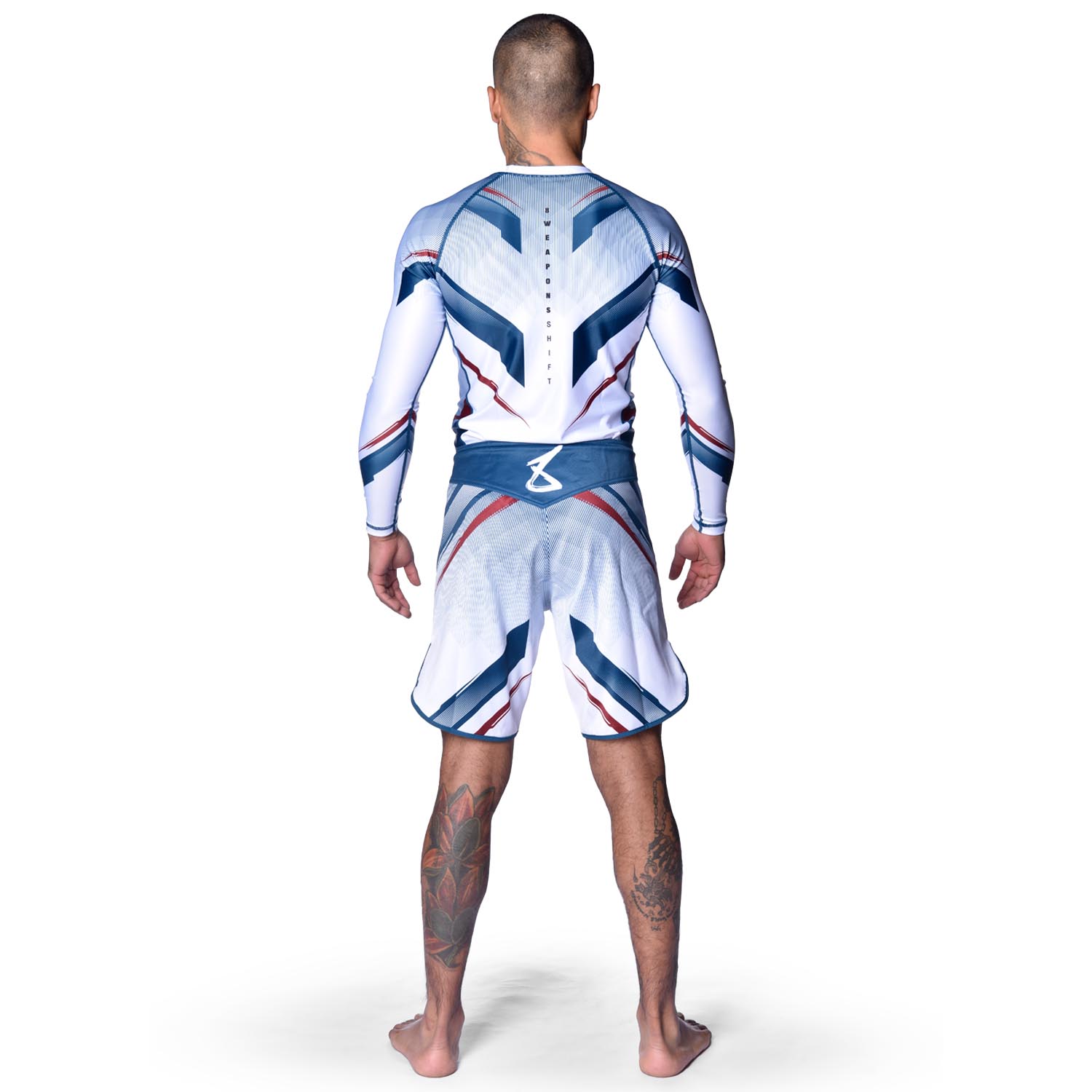 8 WEAPONS Fight Shorts, Shift, white-navy-red, XXL
