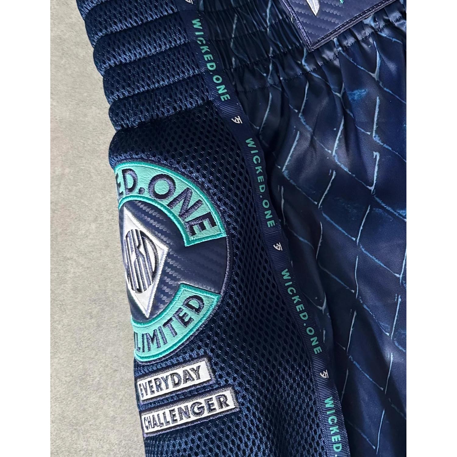 Wicked One Muay Thai Shorts, Cage, navy-white, M