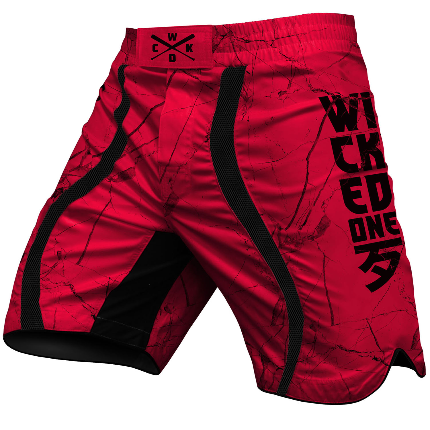 Wicked One MMA Fight Shorts, Broken, red