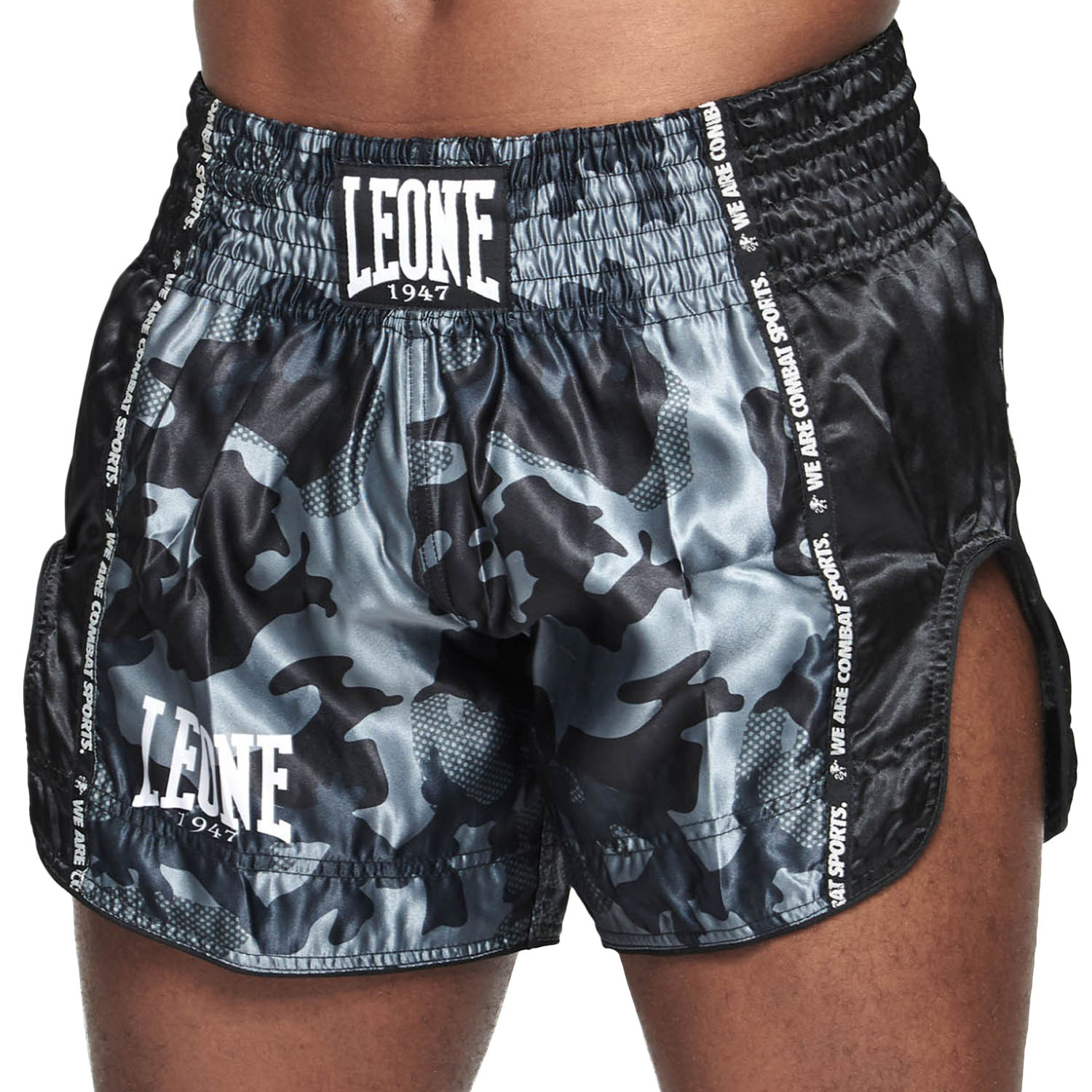 LEONE Muay Thai Shorts, AB961, camo-grau