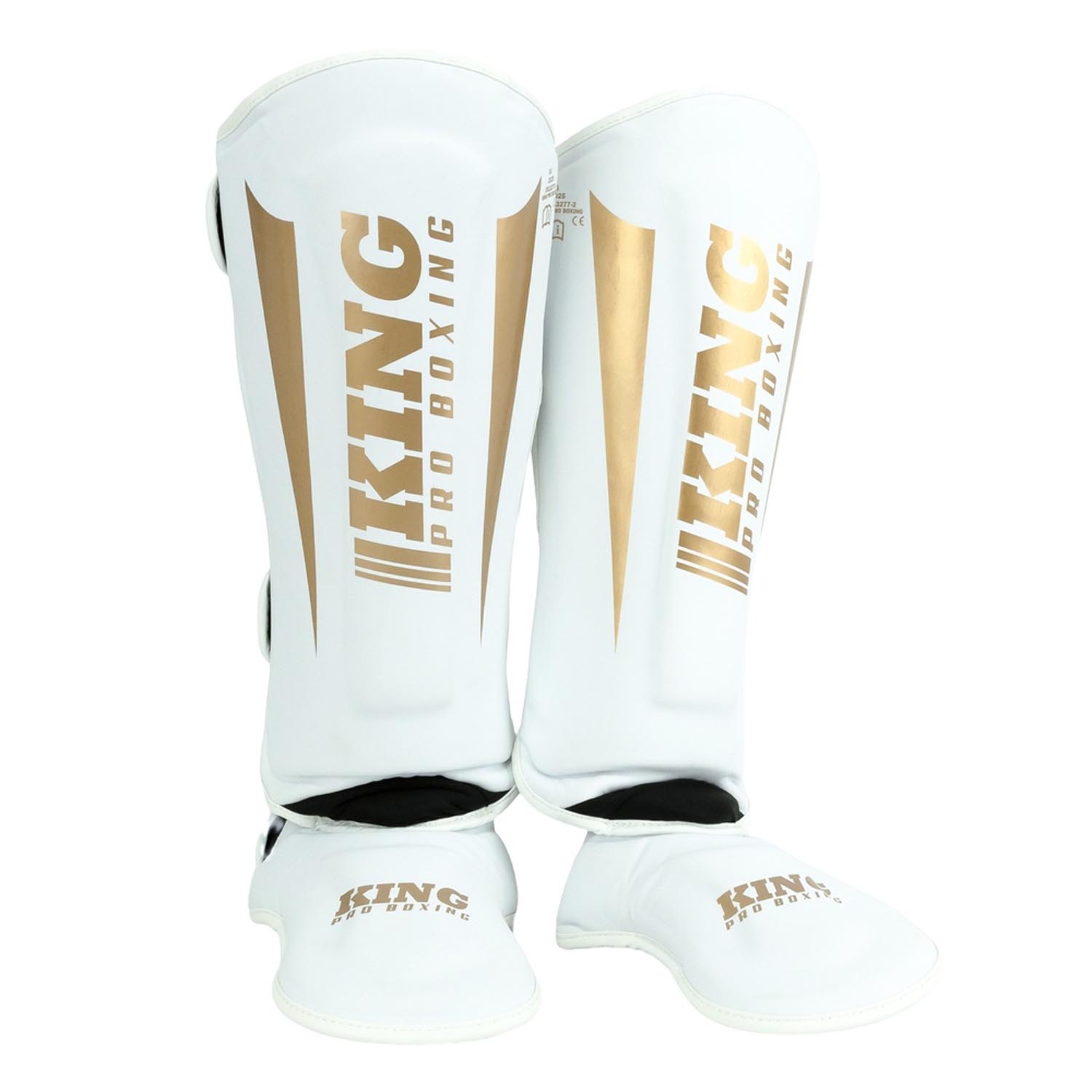 KING PRO BOXING Shin Guard, Revo 9, white-gold, XL