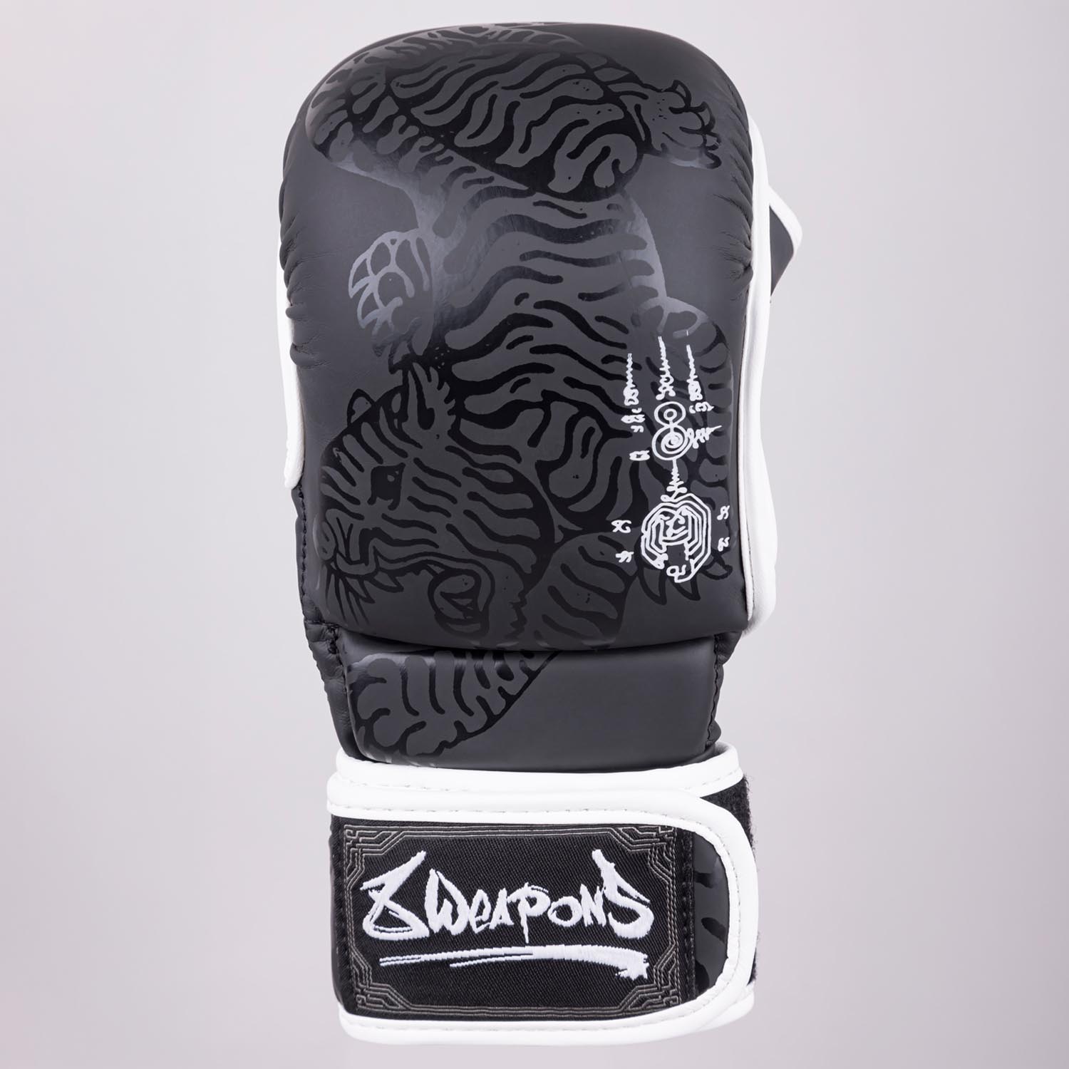 8 WEAPONS MMA Sparring Gloves, Sak Yant Big Tiger, black-black, M