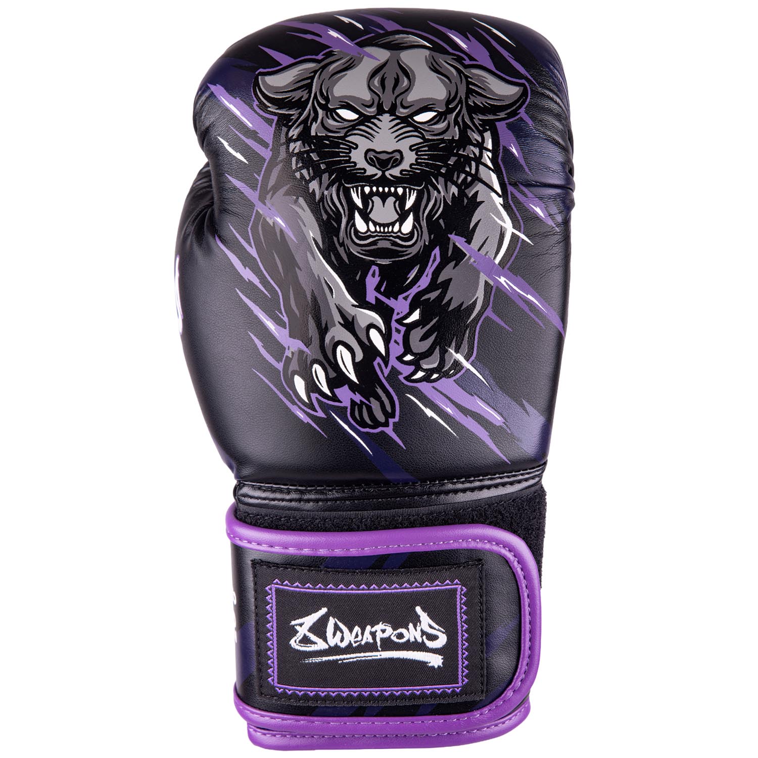8 WEAPONS Boxing Gloves, Kids, Beastial Panther, black-purple, 6 Oz