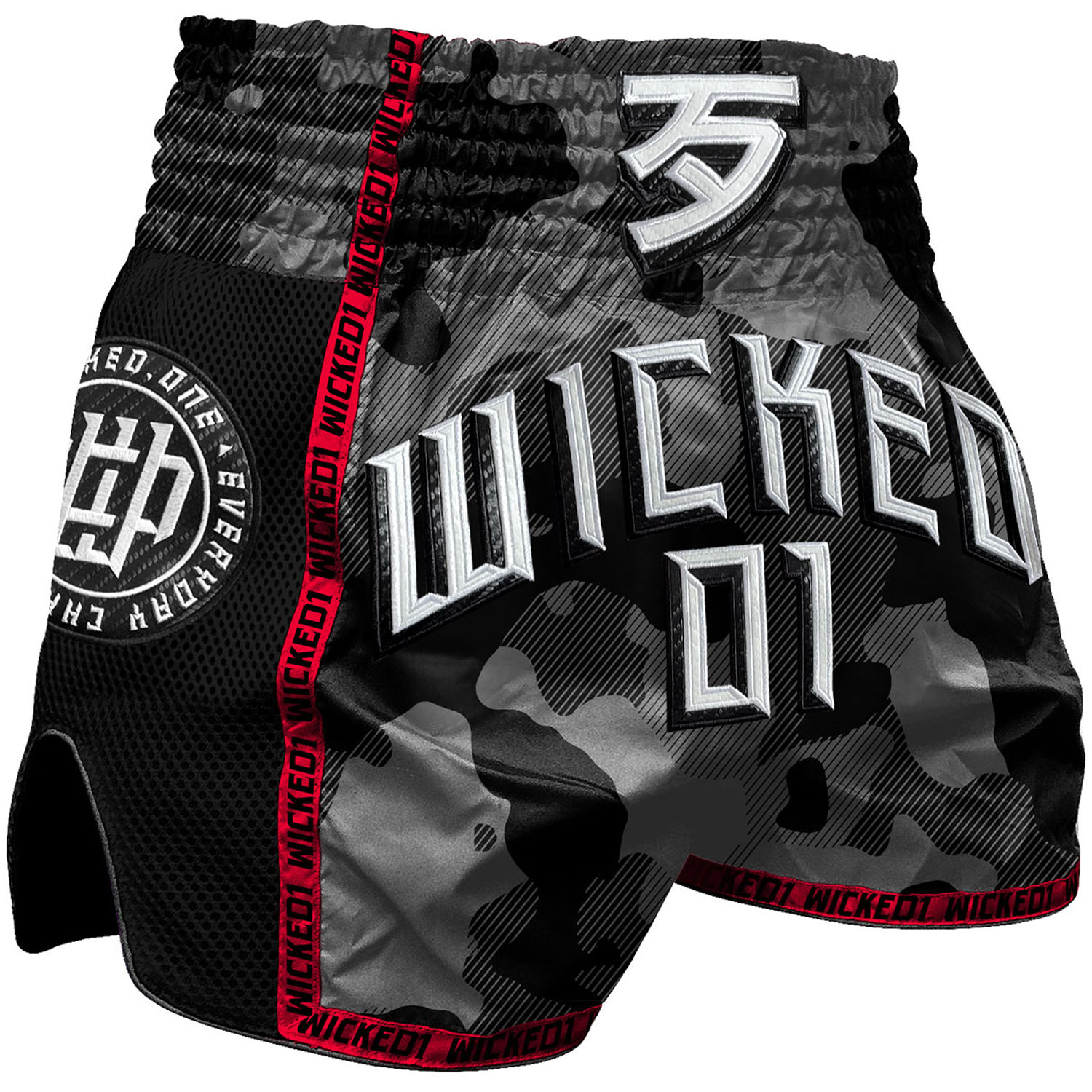 Wicked One Muay Thai Shorts, Overcomer, schwarz
