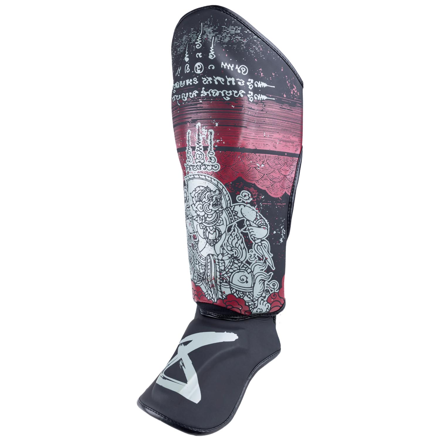 8 WEAPONS Shin Guards, Hanuman Yant, black-red, S