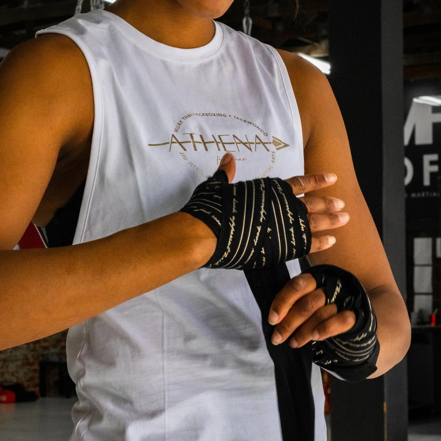 ATHENA Hand Wraps, Nerio, semi elastic, 4.5 m, black-gold